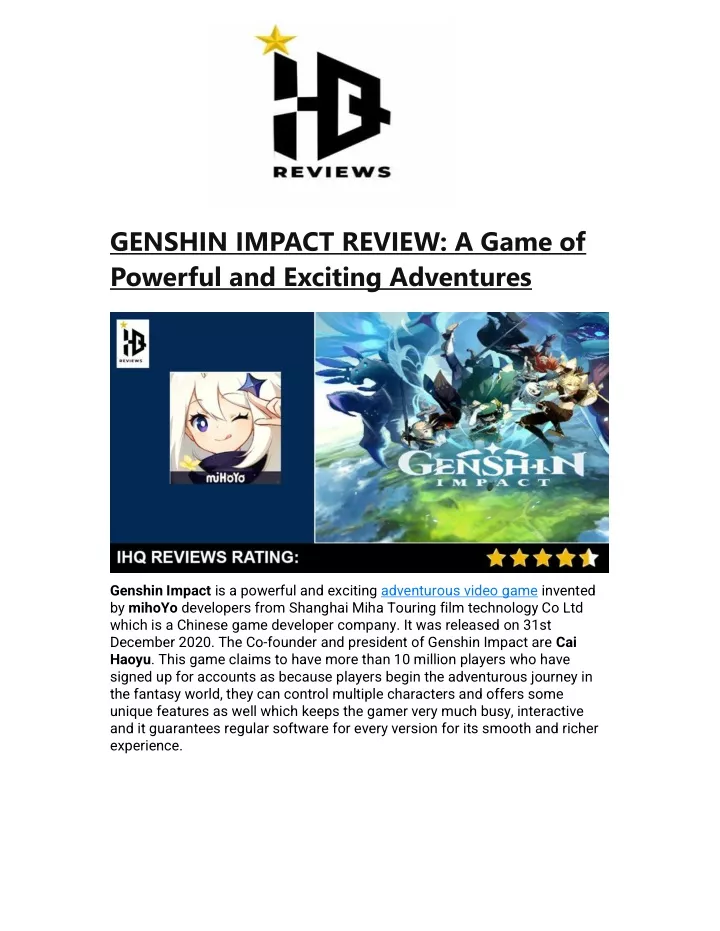 genshin impact review a game of powerful
