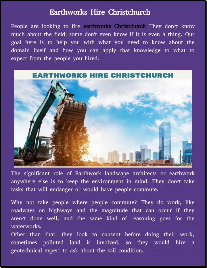 earthworks hire christchurch earthworks hire