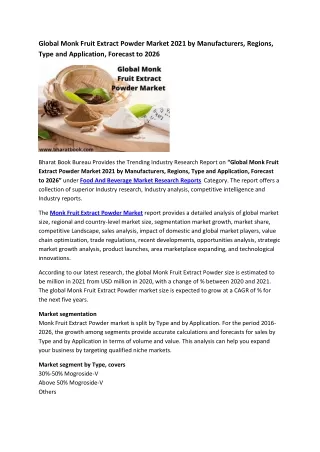 global monk fruit extract powder market 2021