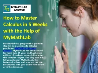 How to Master Calculus in 5 Weeks with the Help of MyMathLab