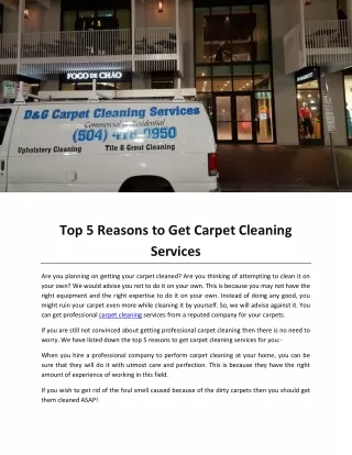 Top 5 Reasons to Get Carpet Cleaning Services