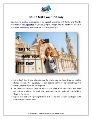 Tips to make your trip easy
