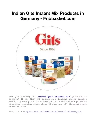 indian gits instant mix products in germany