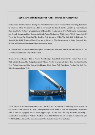 Top 4 Switchblade Knives And Their (Short) Review