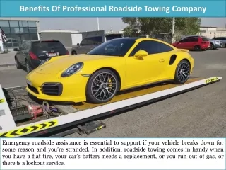 Benefits Of Professional Roadside Towing Company