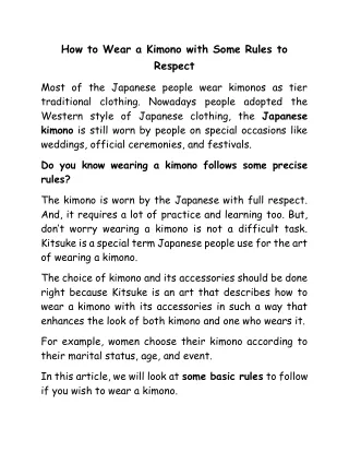 How to Wear a Kimono with Some Rules to Respect