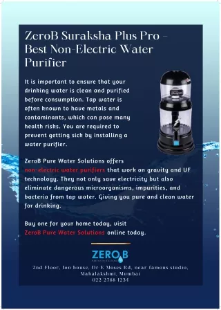 zerob suraksha plus pro best non electric water