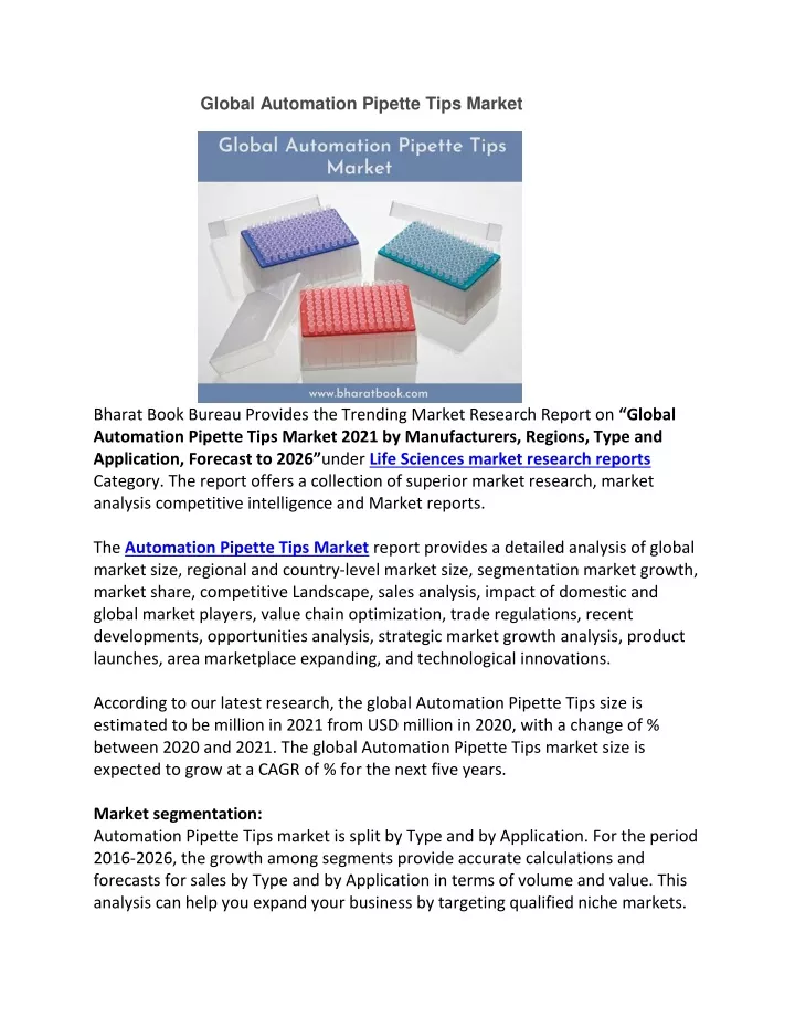 global automation pipette tips market