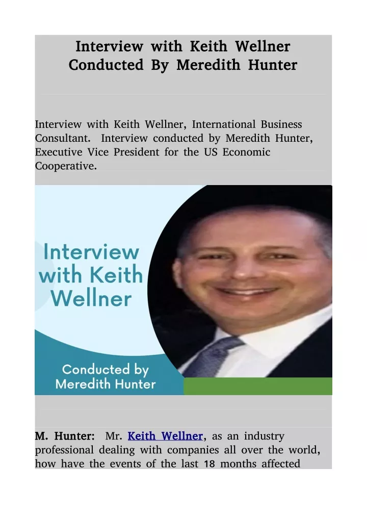 interview with keith wellner interview with keith
