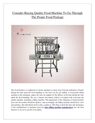 consider buying quality food machine