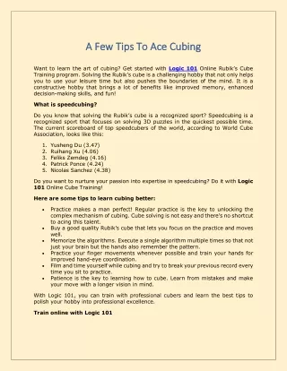 a few tips to ace cubing a few tips to ace cubing