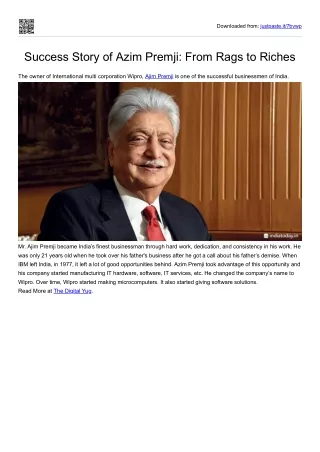 Success Story of Azim Premji: From Rags to Riches