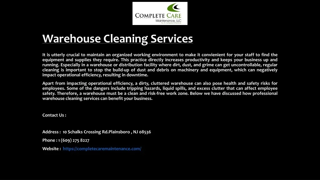 PPT - Warehouse Cleaning Services PowerPoint Presentation, free ...
