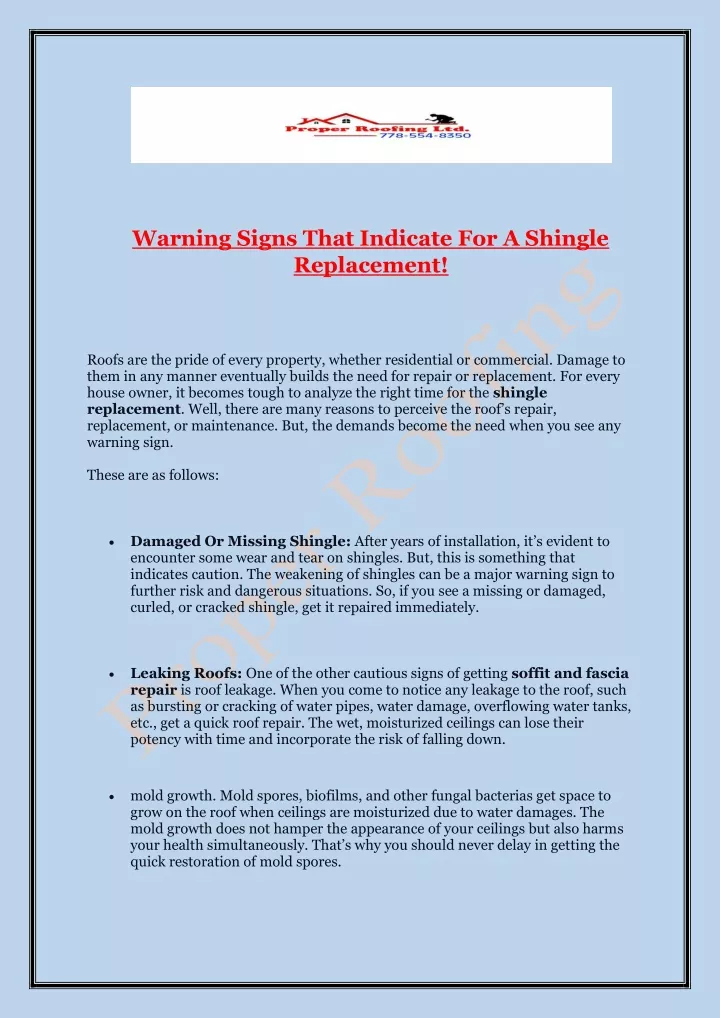 warning signs that indicate for a shingle