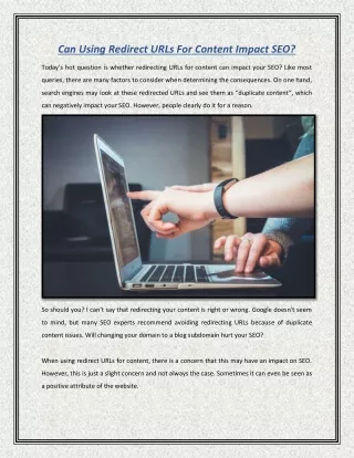 can using redirect urls for content impact seo