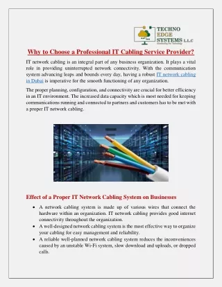 why to choose a professional it cabling service