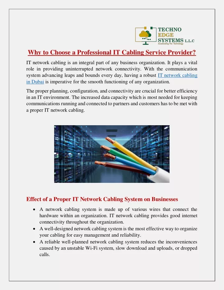 why to choose a professional it cabling service