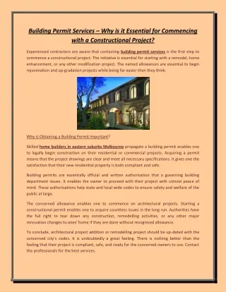 building permit services why is it essential