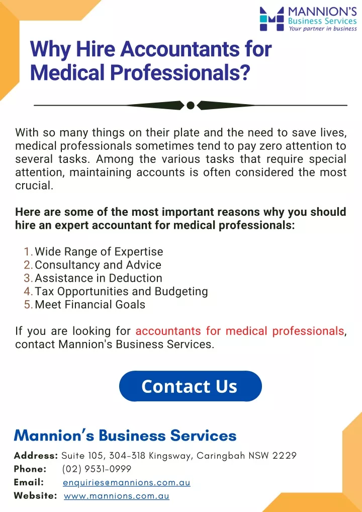 why hire accountants for medical professionals