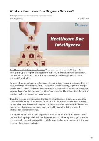 what are healthcare due diligence services