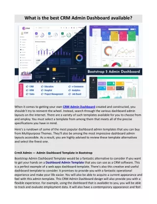 what is the best crm admin dashboard available