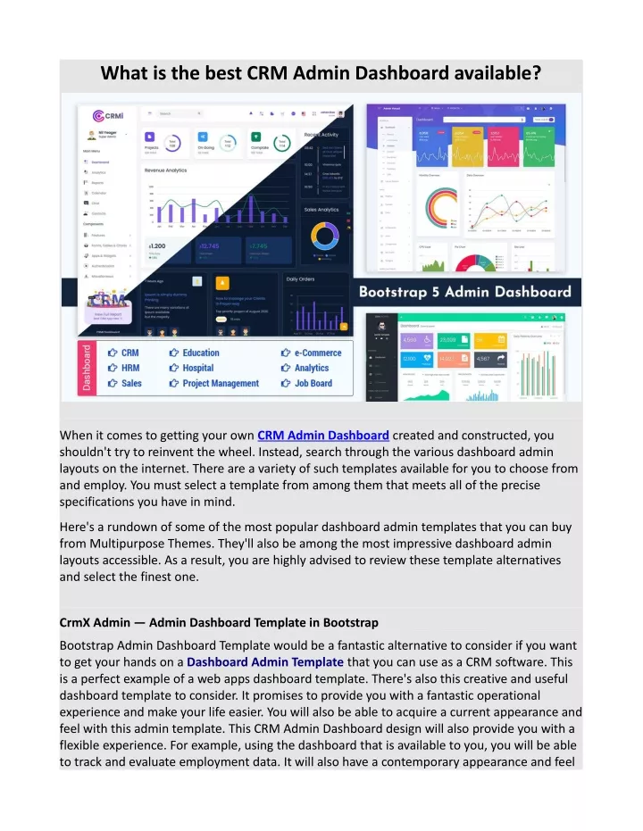 what is the best crm admin dashboard available