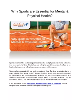 Why Sports are Essential for Mental & Physical Health