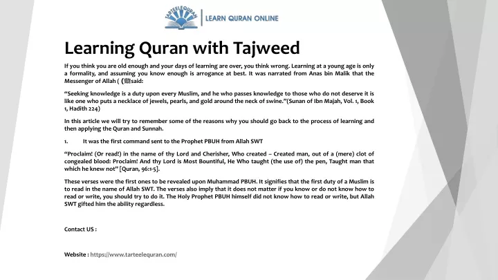 learning quran with tajweed