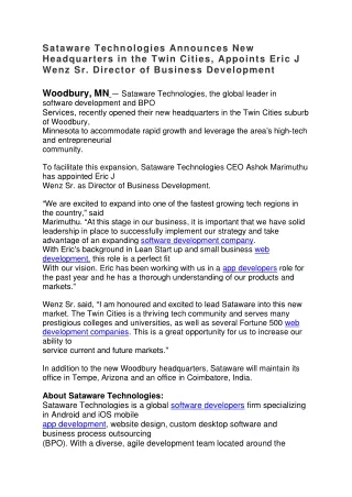 sataware technologies announces new headquarters