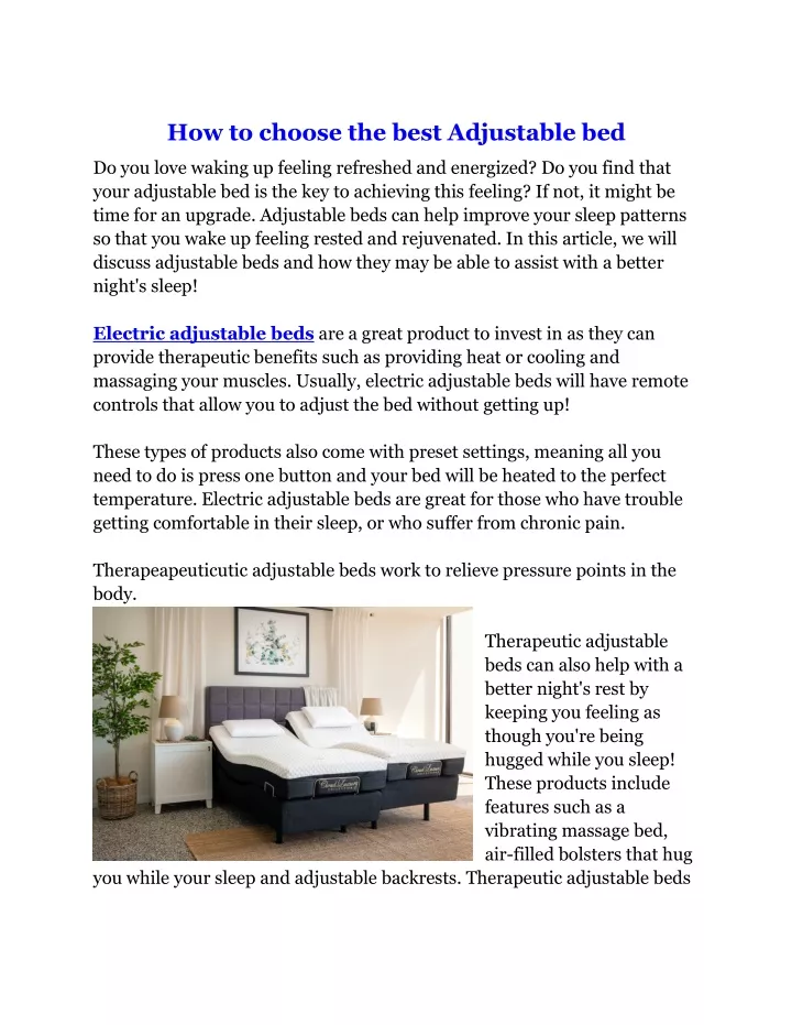 how to choose the best adjustable bed
