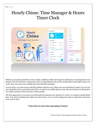 Hourly Chime Time Manager & Hours Timer Clock