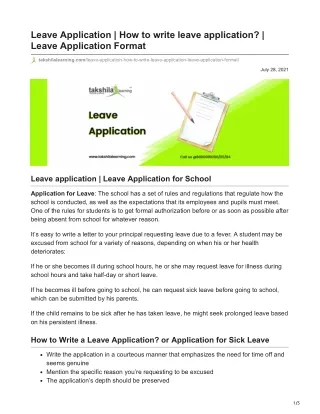 leave application how to write leave application
