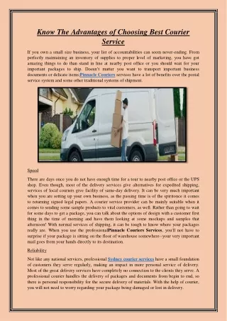 know the advantages of choosing best courier
