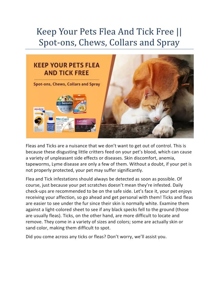 keep your pets flea and tick free spot ons chews
