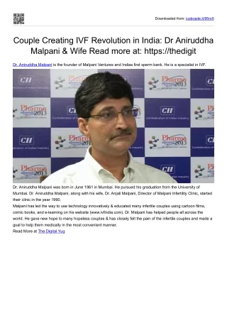 Couple Creating IVF Revolution in India: Dr Aniruddha Malpani & Wife