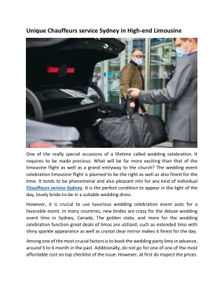 unique chauffeurs service sydney in high