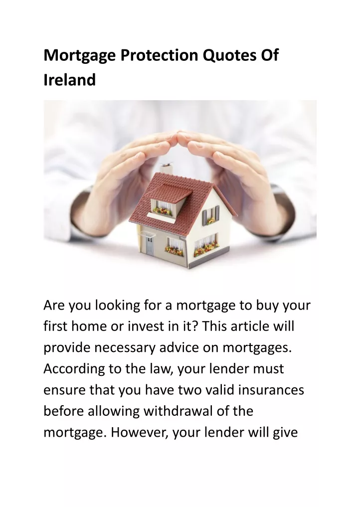 mortgage protection quotes of ireland