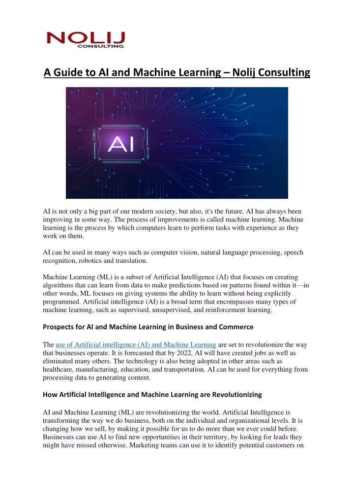 a guide to ai and machine learning nolij