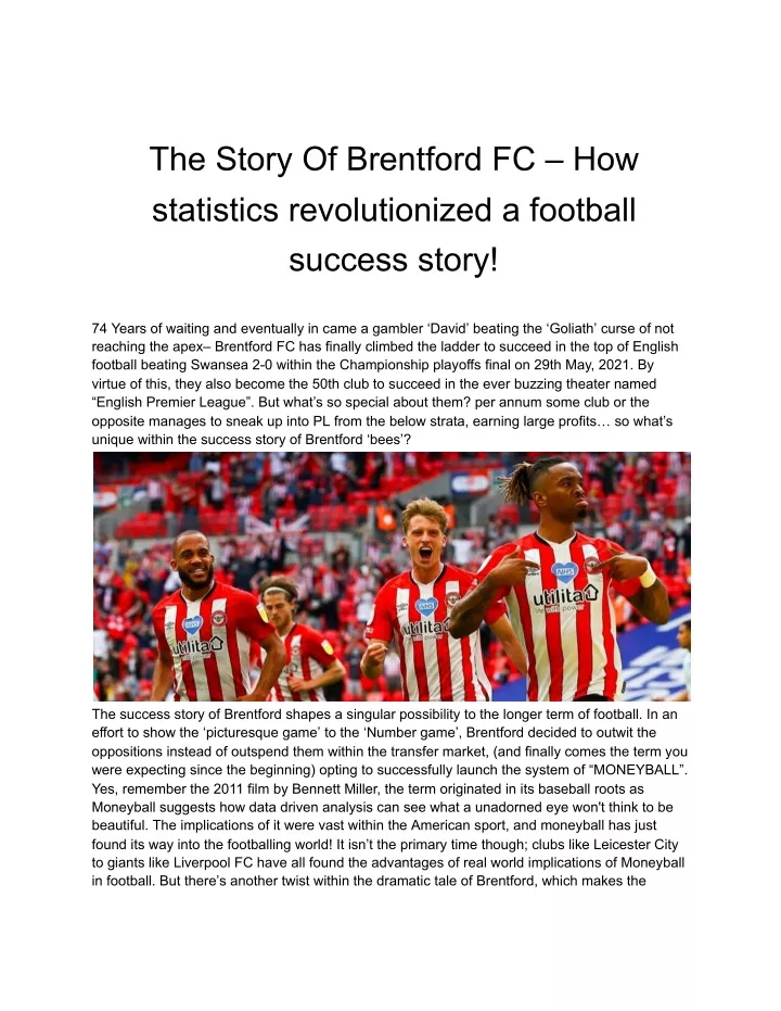 the story of brentford fc how statistics
