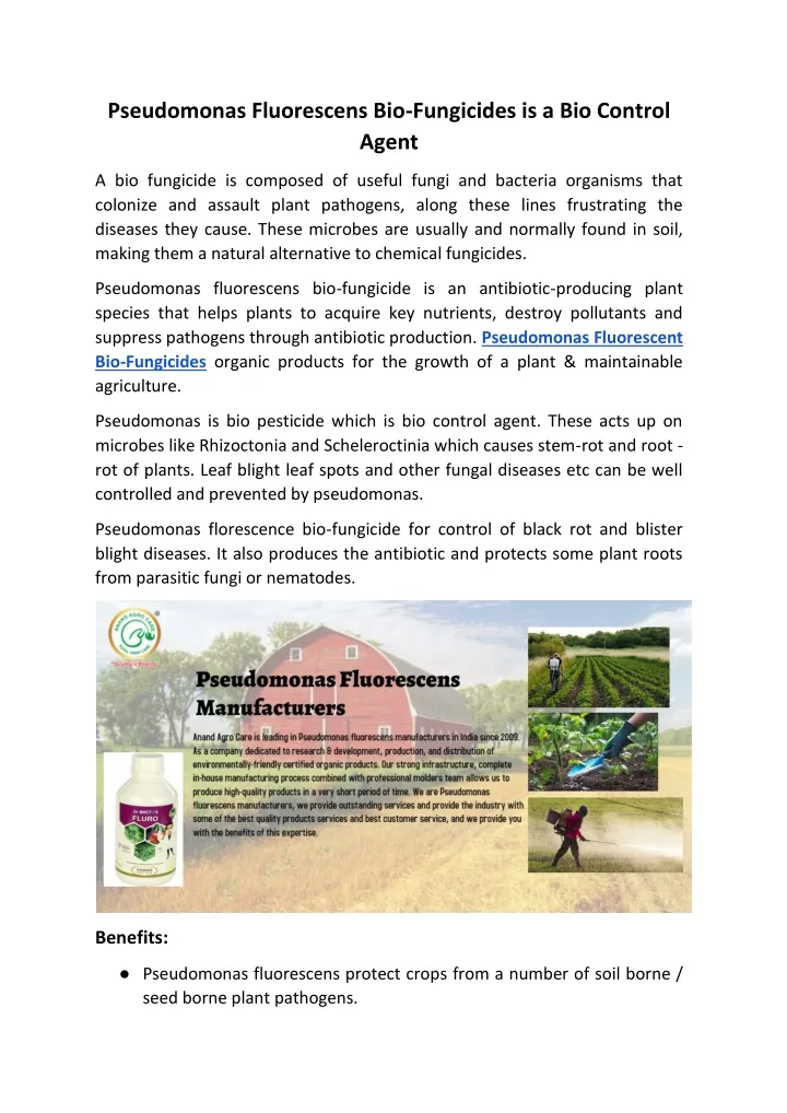 pseudomonas fluorescens bio fungicides