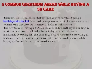 5 common questions asked while buying a 3D cake