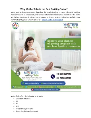 Why MotherToBe Is the Best Fertility Centre_