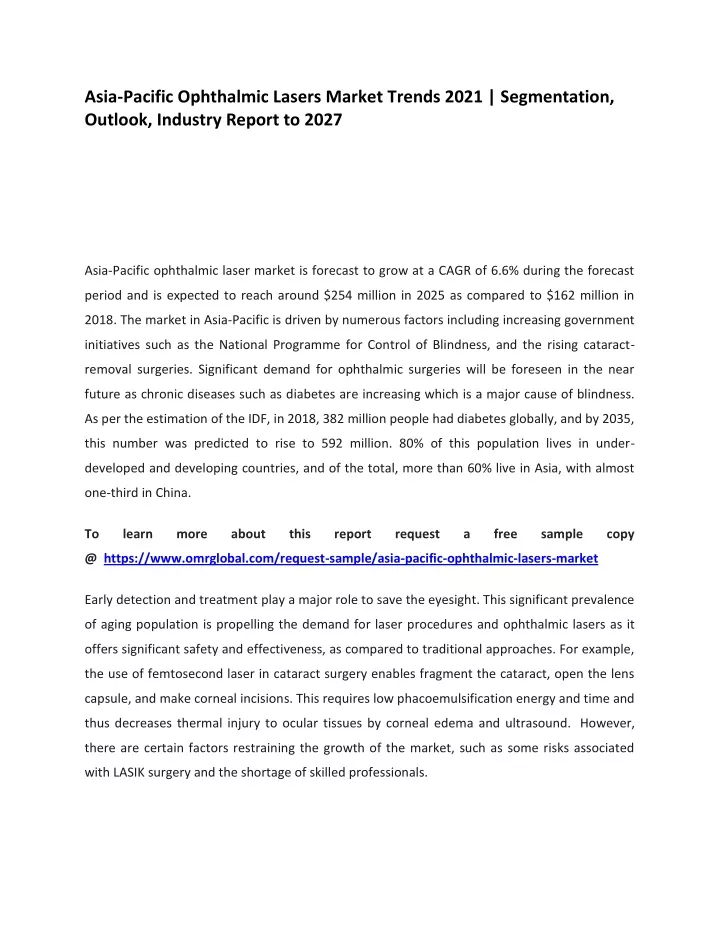 asia pacific ophthalmic lasers market trends 2021