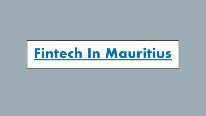 fintech in mauritius