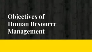 objectives of human resource management