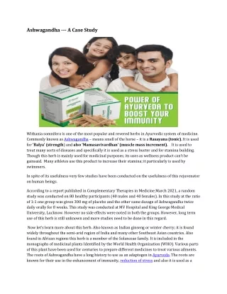 ashwagandha a case study
