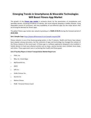 Global Fitness App Market Size & Growth Report, 2020-2026