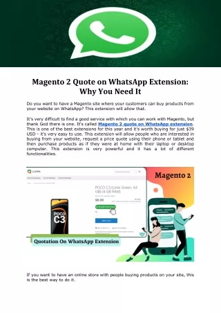 magento 2 quote on whatsapp extension