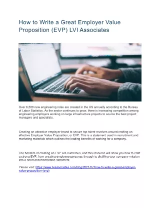 how to write a great employer value proposition