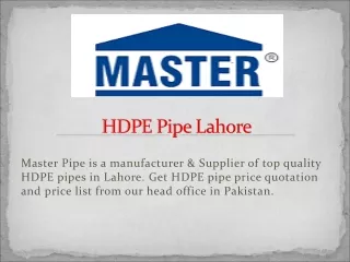hdpe pipe lahore